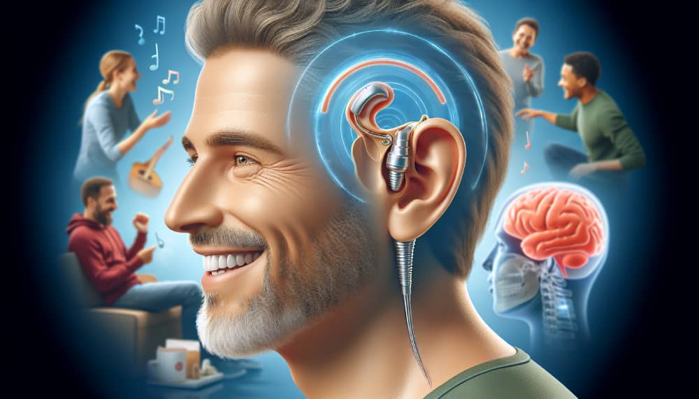 Man with a cochlear implant enjoying music and social interactions