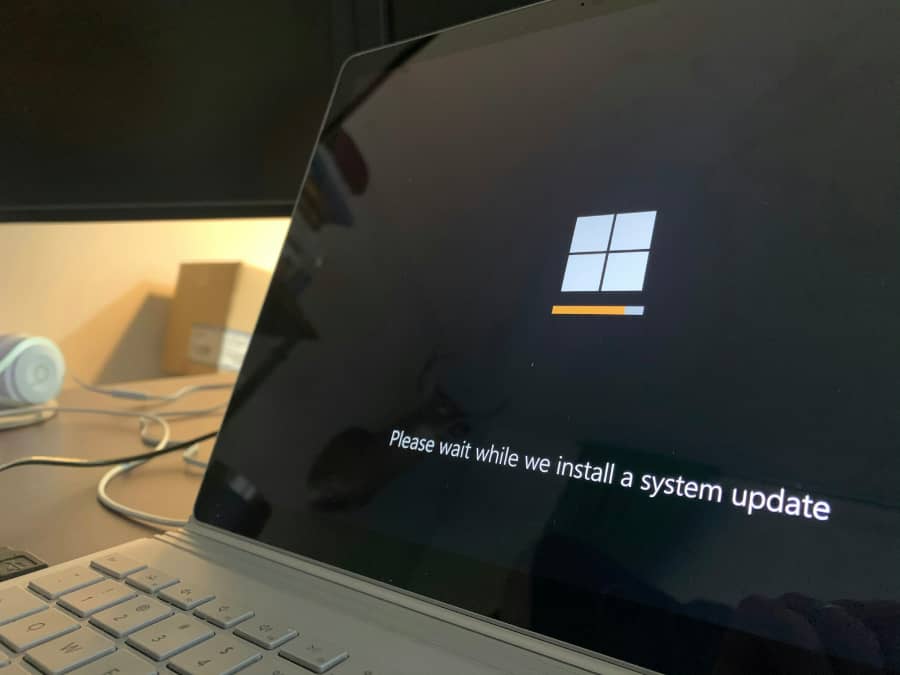 Microsoft Windows update screen showing software updates being installed, emphasizing the importance of keeping your system up-to-date for security.